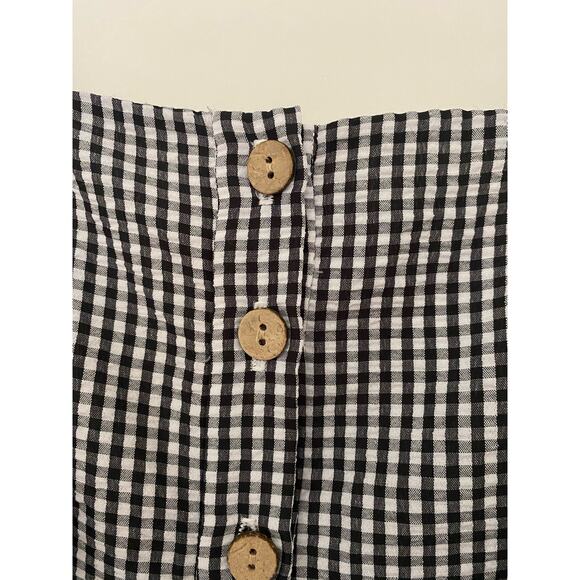 Anthropologie Hutch Black White Gingham Check Dress Ruffle Button Front EUC 10 - Picture 3 of 12
